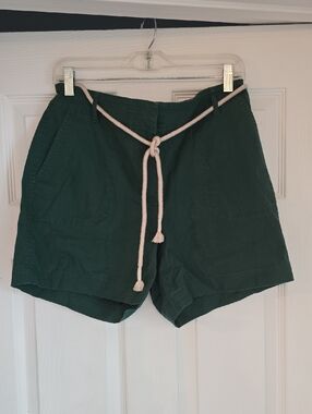 Women’s Dark Green Cotton Shorts with Rope Drawstring